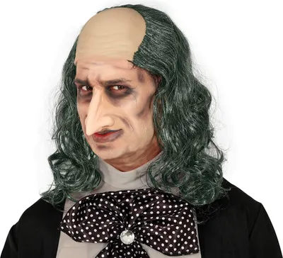 Produktbild von Mr Smile Halloween Perücke Lange Graue Haare Glatze Maskerade Kostüm Gruselige Optik, Farbe: Grau
