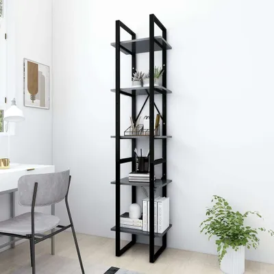 Produktbild von vidaXL Bücherregal 5 Fächer Grau 40x30x175 cm Holzwerkstoff - Bücherregal - Bücherregale - Bücherschrank - Bücherschränke