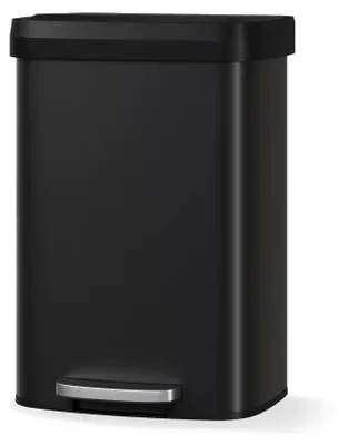 Image de Poubelle de cuisine - Poubelle à pédale de 50 litres - Acier inoxydable - Couvercle à fermeture douce - Résistante aux traces de doigts - Noir