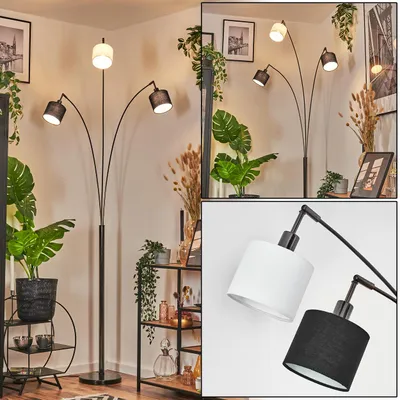 Produktbild von Schiavonea Stehlampe aus Metall/Stoff in Schwarz/Chromfarben/Weiß