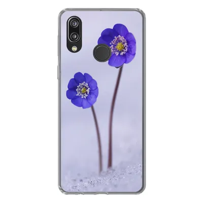 Produktbild von MuchoWow® Handyhülle Schutzhülle Hülle für Huawei P20 Lite (2020) Blumen - Schnee - Lila Silikon Softcase Handy Hülle - Kartenhalter