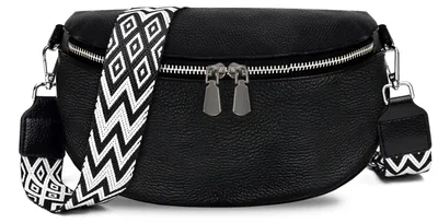 Produktbild von TANTOMI Umhängetasche Damen Bauchtasche Leder, Crossbody Bag Breiter Gurt, Damen