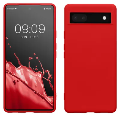 Produktbild von kwmobile Hülle kompatibel mit Google Pixel 6a Hülle - gummierte TPU Silikon Handyhülle - Schutzhülle für kabelloses Laden - Case in Klassisch Rot