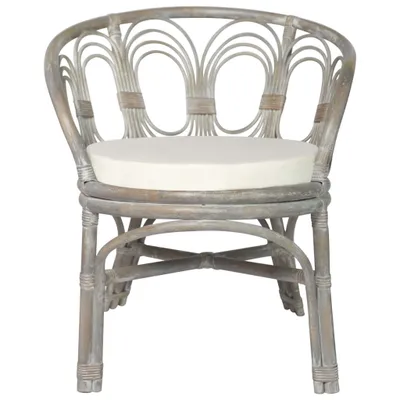 Image de vidaXL Chaise de salle à manger avec coussin Gris Naturel Rotin Lin