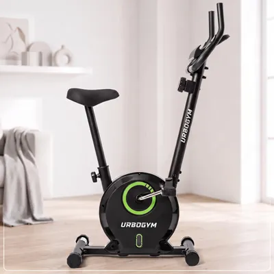 Produktbild von URBOGYM BAY GREEN Heimtrainer – Magnetisches Fitnessbike mit 3-kg-Schwungrad, 8 Widerstandsstufen, bis 110 kg