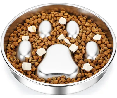 Produktbild von Slow Feeder Hundenapf Langsamfresser Futternapf - Edelstahl 304 - 21 x 21 x 4 cm - Doppelseitig - Für 2 bis 3 Tassen Futter