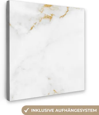 Produktbild von MuchoWow® - Leinwandbilder - Marmor - Gold - Weiß - Luxus, Wandbild, Wanddeko Bilder Wohnzimmer, 90x90 cm