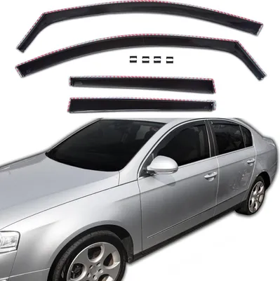 Produktbild von J&J AUTOMOTIVE | GP Windabweiser Für Volkswagen Passat B6/B7 4D SEDAN 2005-2011 4-tlg, GP Regenabweiser, Schwarz, Getönt, Aerodynamisch, Einfache Montage, Befeistigung mit Clips