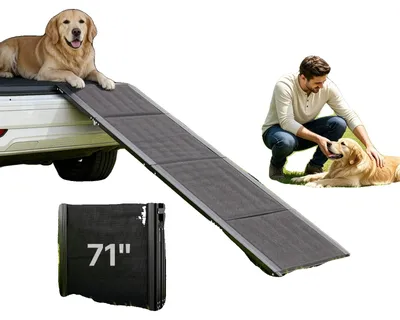 Zdjęcie produktu dla Rampa dla psów VEVOR, 180 x 50,8 cm, składana rampa samochodowa dla średnich i dużych psów o wadze do 113 kg, stopnie dla psów z antypoślizgową powierzchnią z tkaniny Oxford, przenośna pomoc przy wsiadaniu do SUV-ów i ciężarówek