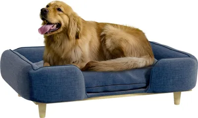Zdjęcie produktu dla Legowisko Dla Psa Poduszka Dla Psa Kosz Dla Psa Sofa Dla Psa Nogi Drewniane, Poliester, Ciemnoniebieski, 96 X 66 X 24 Cm