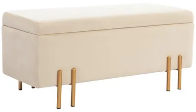 Image de Banc de rangement - Coffre de rangement - Tabouret banc - Boîte de rangement - Banc ottoman - Beige - 100x40x42 cm