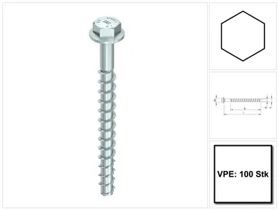 Produktbild von MULTI-MONTI-plus SS 6 x 60, Sechskantkopf, SW-8, A2K, 100 Stück