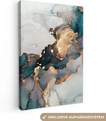 Obrázek produktu pro Nástěnné umění obývací pokoj 80x120 cm - Abstraktní a moderní - Modrá - Zlatá, plátno obraz, nástěnná dekorace, malba