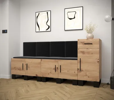 Obrázek produktu pro Předsíňová sestava RUMIE 17 - dub artisan, černé panely