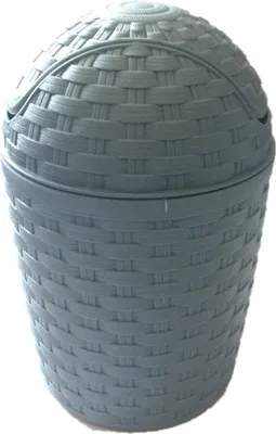 Produktbild von Tischabfalleimer im Rattan-Design, Farbe taubenblau, 1,2 Liter Fassungsvermögen