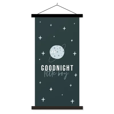 Produktbild von MuchoWow® Textilposter Sprichwörter - Gute Nacht kleiner Junge - Baby - Zitate - Kinder - Kinder 60x120 cm mit schwarzem Rahmen - Magnete