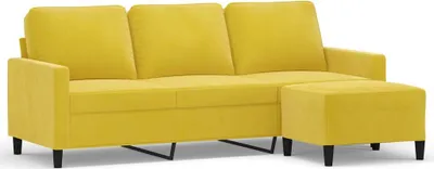 Produktbild von vidaXL 3-Sitzer-Sofa mit Hocker Gelb 180 cm Samt