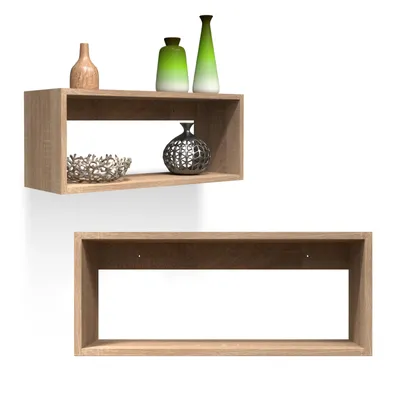 Produktbild von Bücherregal - Wandregal - Hängeregal - Schweberegal - Würfelregal 60x25x20 cm Regal schmal - Deko Wohnzimmer - Regal Sonoma Eiche  Pflanzenregal FTS 5