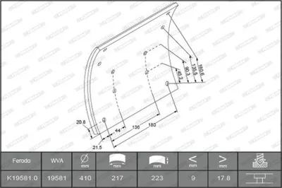 Produktbild von FERODO Bremsbelagsatz Trommelbremse K19581.0-F3539 passend für MERCEDES-BENZ O 305 223mm 10,195kg