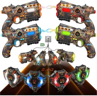 Immagine prodotto di Set di laser tag ricaricabile - giocattolo blaster a infrarossi per l'uso all'aperto - gioco di battaglia a squadre