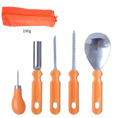 Produktbild von Kürbis Schnitzmesser Halloween Kürbis Schnitzwerkzeuge Kinder Set Handgefertigt 5 Stück Edelstahl DIY