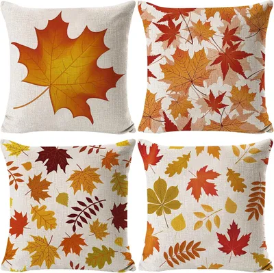 Productafbeelding van 4 stuks kussenslopen, Thanksgiving kussenslopen, 45 x 45 cm kussenovertrek, decoratieve kussens, herfst kussensloop