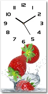 Produktbild von Wanduhr aus Glas – 30x60 cm - Glasbild - Glasuhr - Gehärtetes Glas -Erdbeeren