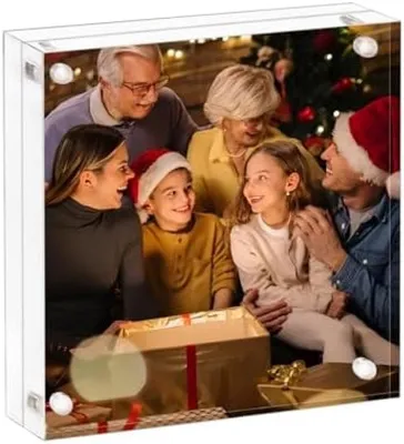 Productafbeelding van PromoHome® Transparante acryl fotolijst 15x15 cm - Dubbelzijdige magnetische fotokader