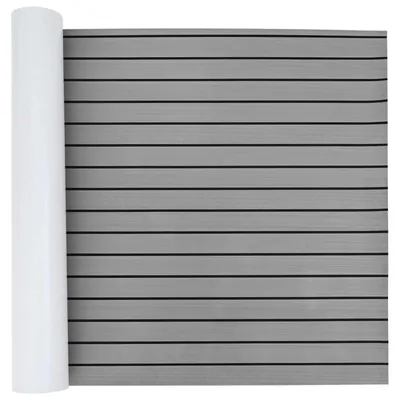 Productafbeelding van vidaXL Schoermat gestreept, lichtgrijs en zwart, 240 x 90 cm, EVA