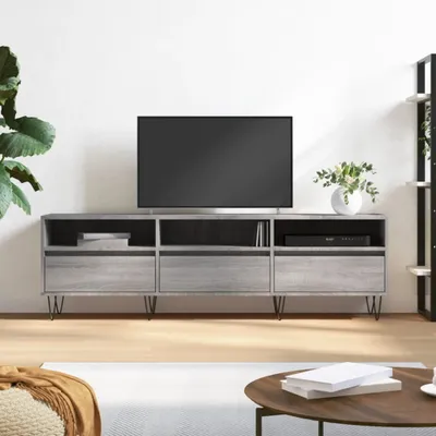 Obrázek produktu pro The Living Store TV skříňka Grey Sonoma 150x30x44,5 cm Materiál na bázi dřeva