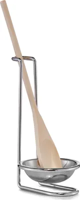 Image de Ensemble de cuillères de cuisine Zeller avec support, métal/bois, 10 x 17,5 cm, argent/marron