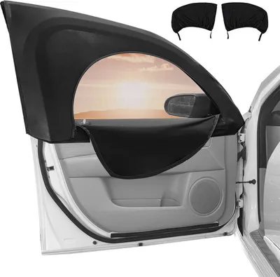 Image de (Fenêtre latérale avant) Stores pour fenêtre de voiture, pack de 2 Pare-soleil en maille respirante pour fenêtre latérale, protection de l'intimité des animaux domestiques lors du stationnement en voyage