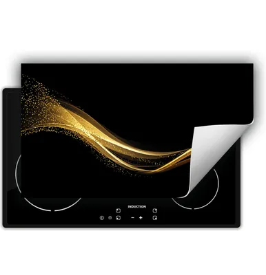 Produktbild von DarHaus Herdabdeckplatte 90x52 cm Anti Rutsch Matte Aufrollbar, schwarz - gold
