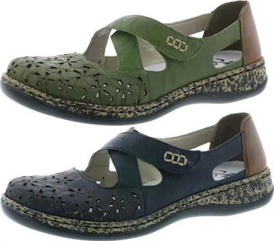 Produktbild von Rieker 463H4 Damen Halbschuhe Ballerinas Leder, Größe:40 EU, Farbe:Blau