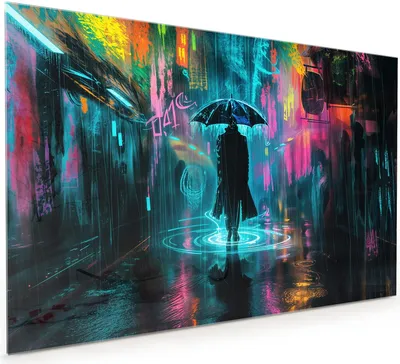Produktbild von Küchenrückwand Spritzschutz Glas mit Motiv Regen bei Nacht 40 x 40 cm