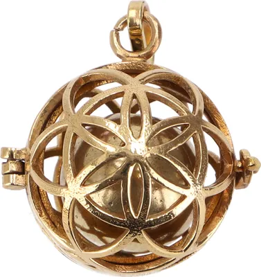 Produktbild von Engelsrufer, Goldene Klangkugel Kettenanhänger - Modell 3, Gold-Farben, Messing, Kettenanhänger, Amulette, Modeschmuck