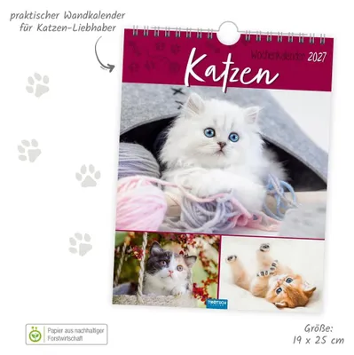 Immagine prodotto di TRÖTSCH - Calendario settimanale da appendere con gatti 2027
