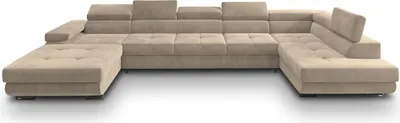 Produktbild von Masseno Ecksofa TORIVA R-S mit Schlaffunktion U-Form, Sofa mit Bettkasten, Wohnzimmersofa, Couch, Soffa, Bettsofa, Couchgarnitur- Creme, MONOLITH 04