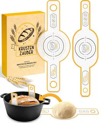 Produktbild von KRUSTENZAUBER Brotschlinge - 2 Stück - aus langlebigen Silikon als Brot backen Zubehör - Die Brotbackmatte sorgt für reibungsloses Heben des Brotes