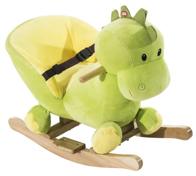 Produktbild von Dinosaurier-Schaukeltier mit Sicherheitsgurt, Soundeffekten, 32 Liedern fš¹r Kinder ab 18 Monaten, aus Holzplš¹sch, grš¹n