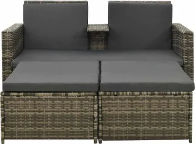 Obrázek produktu pro vidaXL 3dílná zahradní lounge souprava s polštáři Poly Rattan Grey