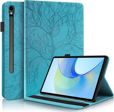 Produktbild von Für Samsung Galaxy Tab S10 Plus / S9 Plus FE Plus / S8 Plus Baum Muster Kunstleder Tasche Blau