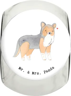 Produktbild von Mr. & Mrs. Panda Snackdose Shetland Sheepdog Moment L 870ml - Weiß - Geschenk, glasbehälter, Sheltie, Keksdose, Vorratsglas, Bonbonglas, Dose