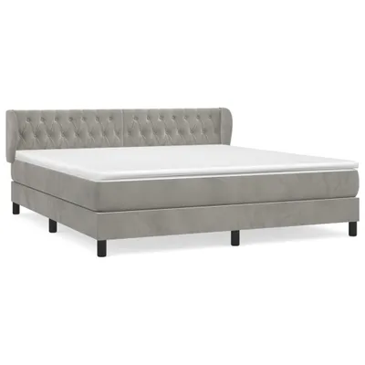 Image de vidaXL Lit boxspring avec matelas gris clair 180x200 cm velours