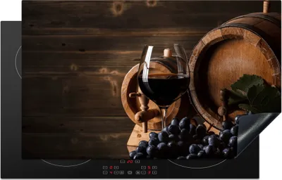Produktbild von KitchenYeah© Herdabdeckplatte Wein - Weinglas - Weintrauben - Glas , 83x51cm, Küche Deko, Glaskeramikkochfeld Herdabdeckung, Abdeckplatte fùr Kochfeld