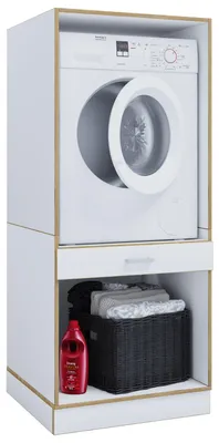 Productafbeelding van Wasmachinekast met onderkast, wasmachineombouw met opbergruimte achter twee draaideuren en een lade, afmetingen: bovenkast H. 162 x B. 67 x D. 68 cm, Rislo OP XL