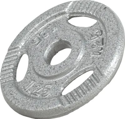 Produktbild von GORILLA SPORTS® Hantelscheiben - 1,25kg Gewichte, Tri-grip, 30mm, Gusseisen, Silber - Gewichtsscheiben, Hanteln Set