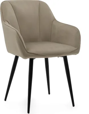 Produktbild von NEW HOME Glamour Stuhl LAGO gespolsterter Esszimmerstuhl Wohnzimmerstuhl mit Steppung - dunkelbeige - moderne Samt Velours Möbel