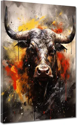 Imagen del producto de Cuadro abstracto de toros, impresión artística para pared, decoración XL, tamaño 30x40x2 cm