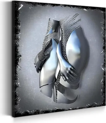 Produktbild von Leinwandbild Wandbild abstrakt Metallfigur 2 Körper: 100x100x4cm
